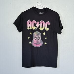 AC/DC Hells Bells T Shirt Size Small Black Unisex Rock Band Tee New with Damage
